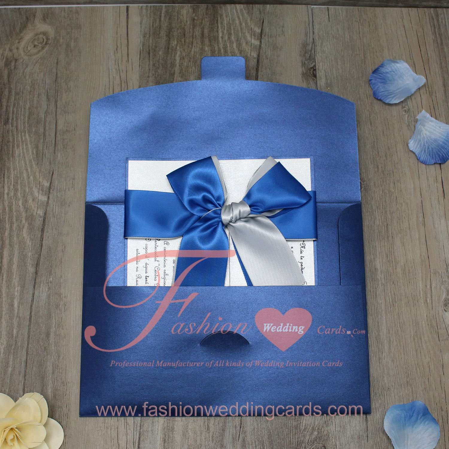Custom Navy Blue Indian Designer Wedding Invitations